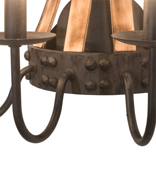 Meyda Lighting Barrel Stave 14" 3-Light Natural Wood & Costello Black Wall Sconce