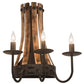 Meyda Lighting Barrel Stave 14" 3-Light Natural Wood & Costello Black Wall Sconce