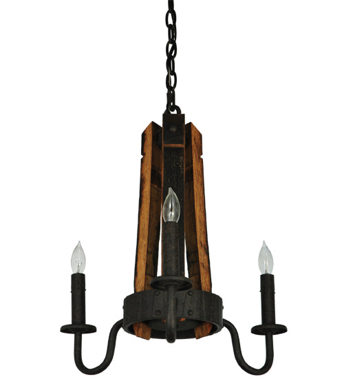 Meyda Lighting Barrel Stave 17" 3-Light Coffee Bean Madera Chandelier With Black Faux Candlelight