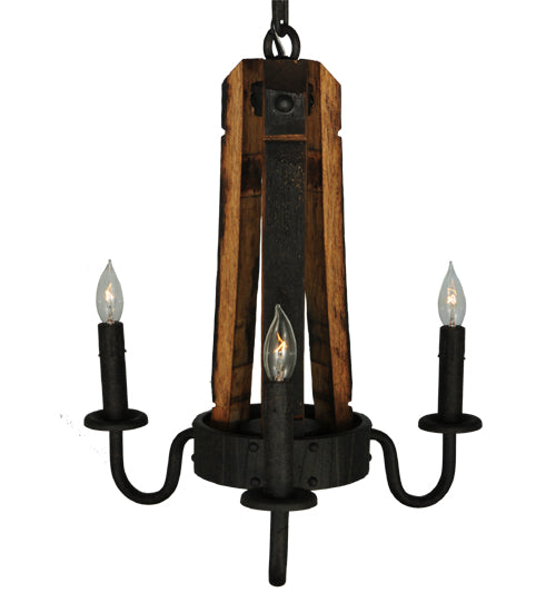 Meyda Lighting Barrel Stave 17" 3-Light Coffee Bean Madera Chandelier With Black Faux Candlelight