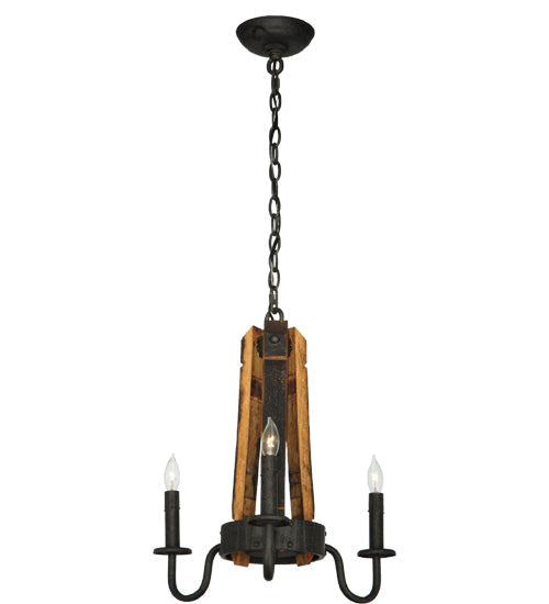 Meyda Lighting Barrel Stave 17" 3-Light Coffee Bean Madera Chandelier With Black Faux Candlelight