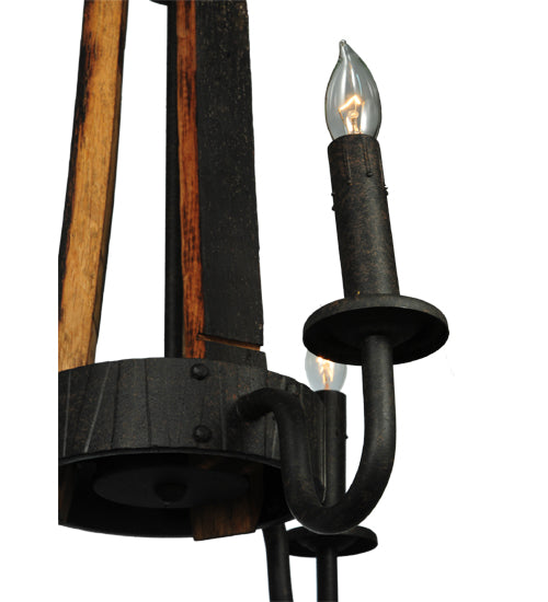 Meyda Lighting Barrel Stave 17" 3-Light Coffee Bean Madera Chandelier With Black Faux Candlelight