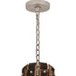 Meyda Lighting Barrel Stave 187997 60" 12-Light 2-Tier Brushed Nickel & Charred Wood Winter Maple Chandelier With Clear & Silver Shade Glass