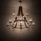 Meyda Lighting Barrel Stave 187997 60" 12-Light 2-Tier Brushed Nickel & Charred Wood Winter Maple Chandelier With Clear & Silver Shade Glass