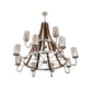 Meyda Lighting Barrel Stave 187997 60" 12-Light 2-Tier Brushed Nickel & Charred Wood Winter Maple Chandelier With Clear & Silver Shade Glass