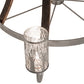 Meyda Lighting Barrel Stave 187997 60" 12-Light 2-Tier Brushed Nickel & Charred Wood Winter Maple Chandelier With Clear & Silver Shade Glass