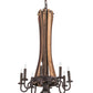 Meyda Lighting Barrel Stave 20" 9-Light Mahogany Bronze & Natural Wood Chandelier With Faux Candlelight