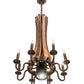 Meyda Lighting Barrel Stave 20" 9-Light Mahogany Bronze & Natural Wood Chandelier With Faux Candlelight