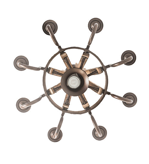 Meyda Lighting Barrel Stave 20" 9-Light Natural Wood & Mahogany Bronze Madera Chandelier