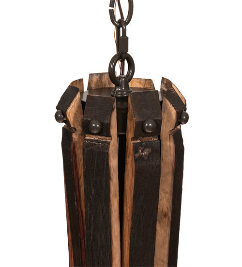 Meyda Lighting Barrel Stave 20" 9-Light Timeless Bronze & Charred Wood Madera Chandelier
