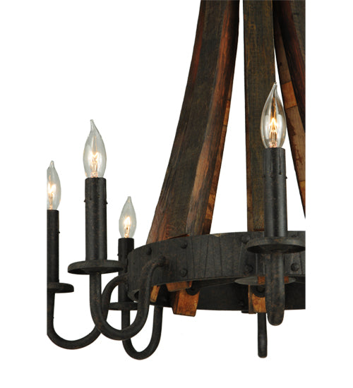 Meyda Lighting Barrel Stave 24" 8-Light Coffee Bean Madera Chandelier With Black Faux Candlelight