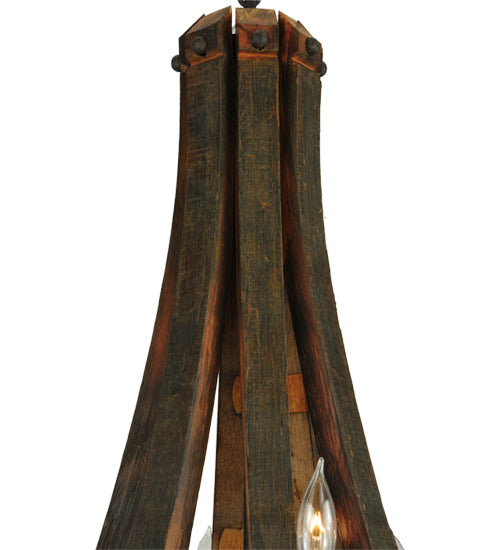 Meyda Lighting Barrel Stave 24" 8-Light Coffee Bean Madera Chandelier With Black Faux Candlelight
