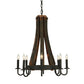 Meyda Lighting Barrel Stave 24" 8-Light Coffee Bean Madera Chandelier With Black Faux Candlelight