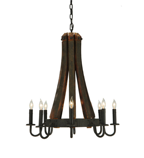 Meyda Lighting Barrel Stave 24" 8-Light Coffee Bean Madera Chandelier With Black Faux Candlelight