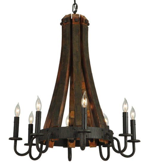 Meyda Lighting Barrel Stave 24" 8-Light Coffee Bean Madera Chandelier With Black Faux Candlelight