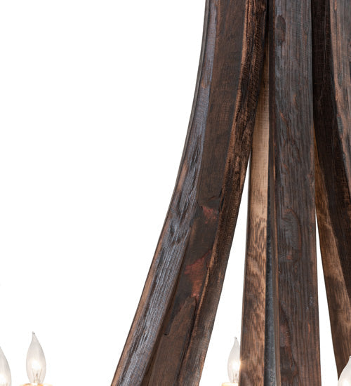 Meyda Lighting Barrel Stave 24" 8-Light Coffee Bean Madera Chandelier With Ivory Faux Candlelight