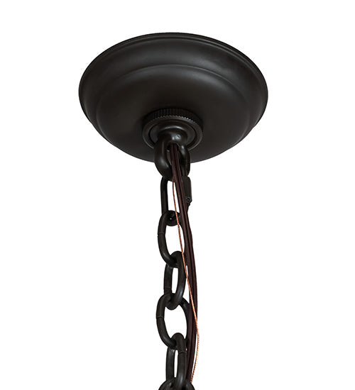 Meyda Lighting Barrel Stave 24" 8-Light Natural Wood & Oil Rubbed Bronze Madera Chandelier With Ivory Faux Candlelight