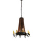 Meyda Lighting Barrel Stave 24" 8-Light Natural Wood & Oil Rubbed Bronze Madera Chandelier With Ivory Faux Candlelight