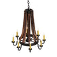 Meyda Lighting Barrel Stave 24" 8-Light Natural Wood & Oil Rubbed Bronze Madera Chandelier With Ivory Faux Candlelight