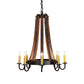 Meyda Lighting Barrel Stave 24" 8-Light Natural Wood & Oil Rubbed Bronze Madera Chandelier With Ivory Faux Candlelight