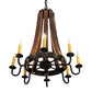 Meyda Lighting Barrel Stave 24" 8-Light Natural Wood & Oil Rubbed Bronze Madera Chandelier With Ivory Faux Candlelight