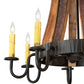 Meyda Lighting Barrel Stave 24" 8-Light Natural Wood & Oil Rubbed Bronze Madera Chandelier With Ivory Faux Candlelight