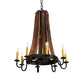 Meyda Lighting Barrel Stave 24" 8-Light Natural Wood & Oil Rubbed Bronze Madera Chandelier With Ivory Faux Candlelight
