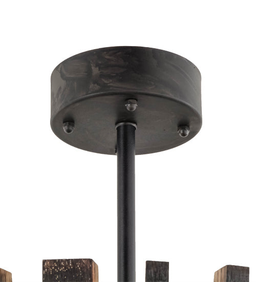 Meyda Lighting Barrel Stave 24" Costello Black Madera Pendant Light With Wood Shade