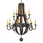 Meyda Lighting Barrel Stave 253553 44" 12-Light 2-Tier Wrought Iron Madera Chandelier With Ivory Faux Candlelight