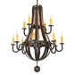 Meyda Lighting Barrel Stave 253553 44" 12-Light 2-Tier Wrought Iron Madera Chandelier With Ivory Faux Candlelight