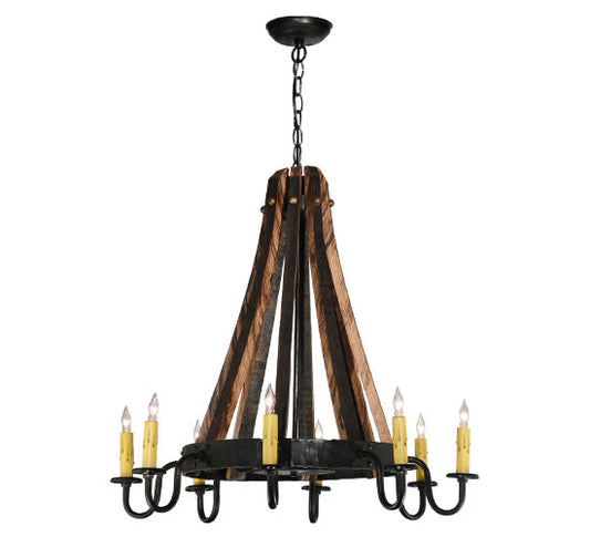Meyda Lighting Barrel Stave 27" 8-Light Costello Black Madera Chandelier