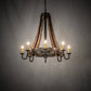Meyda Lighting Barrel Stave 27" 8-Light Natural Wood & Oil Rubbed Bronze Madera Chandelier With Ivory Faux Candlelight