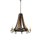 Meyda Lighting Barrel Stave 27" 8-Light Natural Wood & Oil Rubbed Bronze Madera Chandelier With Ivory Faux Candlelight