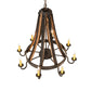 Meyda Lighting Barrel Stave 27" 8-Light Natural Wood & Oil Rubbed Bronze Madera Chandelier With Ivory Faux Candlelight
