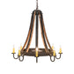 Meyda Lighting Barrel Stave 27" 8-Light Natural Wood & Oil Rubbed Bronze Madera Chandelier With Ivory Faux Candlelight