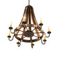 Meyda Lighting Barrel Stave 27" 8-Light Natural Wood & Oil Rubbed Bronze Madera Chandelier With Ivory Faux Candlelight