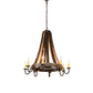 Meyda Lighting Barrel Stave 27" 8-Light Natural Wood & Oil Rubbed Bronze Madera Chandelier With Ivory Faux Candlelight