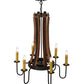 Meyda Lighting Barrel Stave 30" 6-Light Costello Black Madera Chandelier With Amber Faux Candlelight