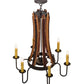Meyda Lighting Barrel Stave 30" 6-Light Costello Black Madera Chandelier With Amber Faux Candlelight