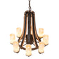 Meyda Lighting Barrel Stave 30" 9-Light Tyler Bronze Madera Chandelier With Sahara Taupe Shade