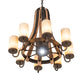 Meyda Lighting Barrel Stave 30" 9-Light Tyler Bronze Madera Chandelier With Sahara Taupe Shade