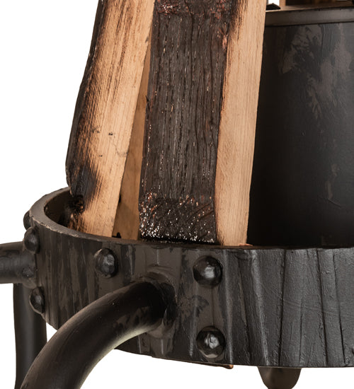 Meyda Lighting Barrel Stave 35" 9-Light Costello Black & Wood Madera Chandelier