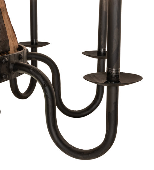 Meyda Lighting Barrel Stave 35" 9-Light Costello Black & Wood Madera Chandelier