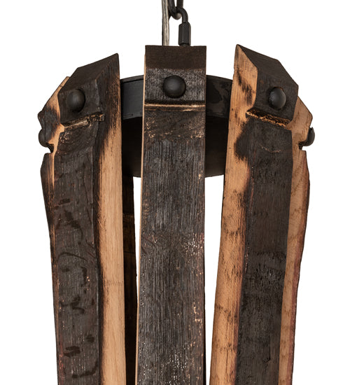 Meyda Lighting Barrel Stave 35" 9-Light Costello Black & Wood Madera Chandelier