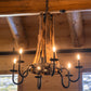 Meyda Lighting Barrel Stave 36" 6-Light Costello Black & Charred Wood Chandelier