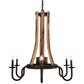 Meyda Lighting Barrel Stave 36" 6-Light Costello Black & Charred Wood Chandelier