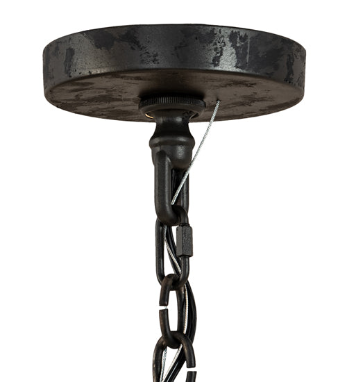 Meyda Lighting Barrel Stave 36" 6-Light Costello Black & Charred Wood Chandelier