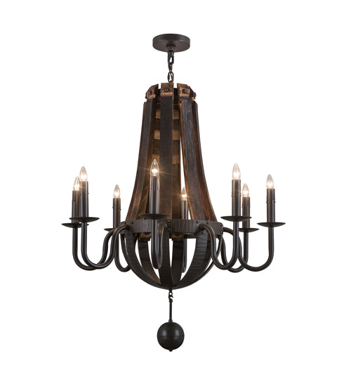 Meyda Lighting Barrel Stave 36" 8-Light Timeless Bronze Madera Chandelier