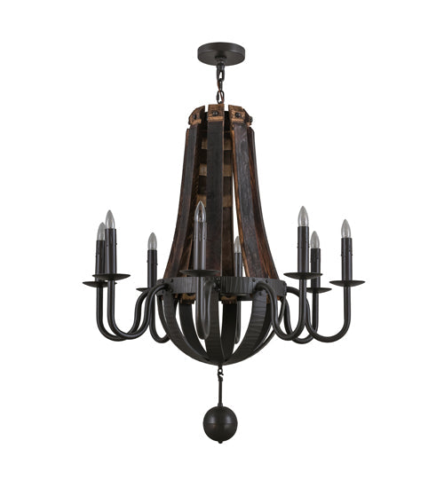 Meyda Lighting Barrel Stave 36" 8-Light Timeless Bronze Madera Chandelier