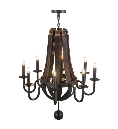 Meyda Lighting Barrel Stave 36" 8-Light Timeless Bronze Madera Chandelier